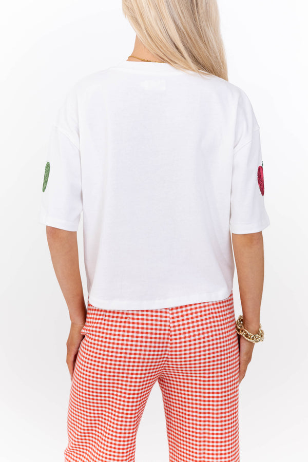 Back To School Fun Red Apple Sequin Top