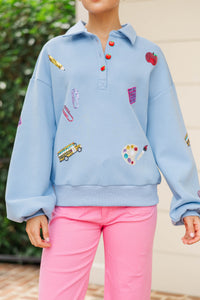 Educating In Style Blue BTS Sequin Icon Pullover