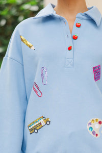 Educating In Style Blue BTS Sequin Icon Pullover