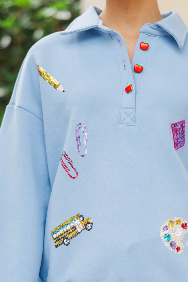 Educating In Style Blue BTS Sequin Icon Pullover