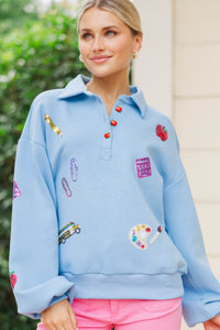 Educating In Style Blue BTS Sequin Icon Pullover