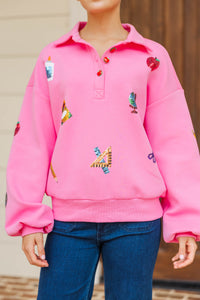Educating In Style Pink BTS Sequin Icon Pullover