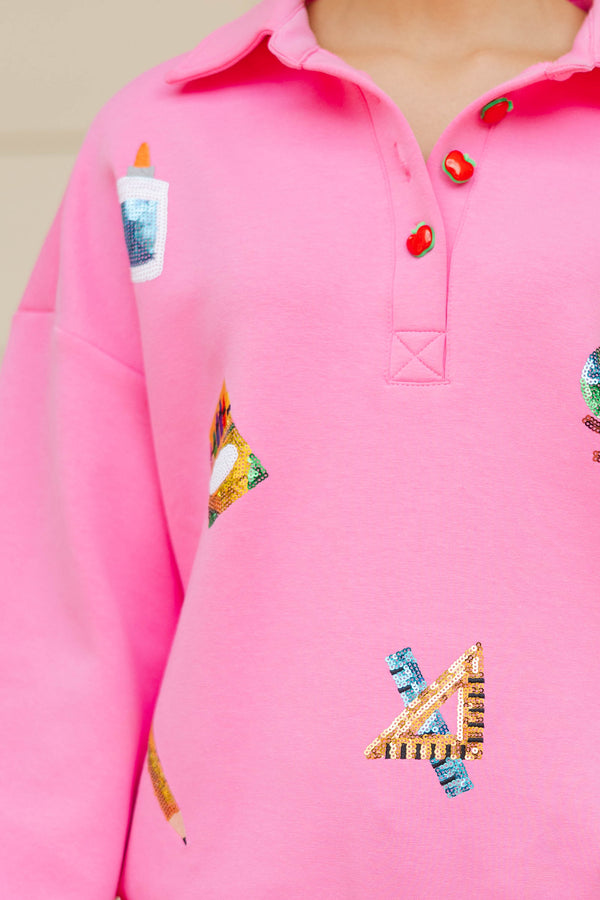 Educating In Style Pink BTS Sequin Icon Pullover