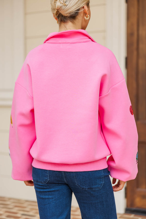 Educating In Style Pink BTS Sequin Icon Pullover