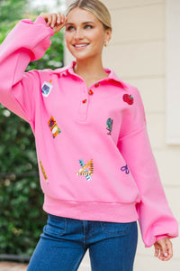 Educating In Style Pink BTS Sequin Icon Pullover