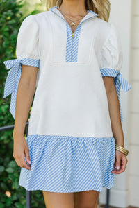 New Chapter White Striped Drop Waist Dress