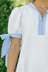 New Chapter White Striped Drop Waist Dress