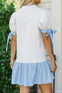 New Chapter White Striped Drop Waist Dress