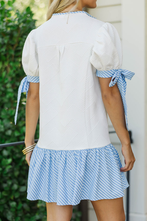 New Chapter White Striped Drop Waist Dress