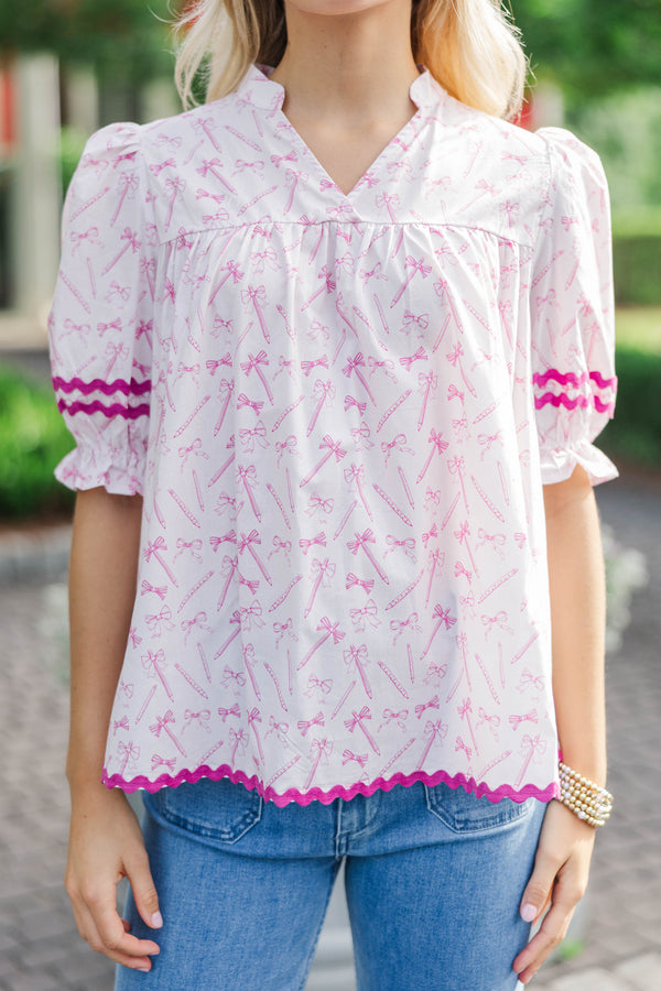 Can't Give You Up Pink Toile Blouse