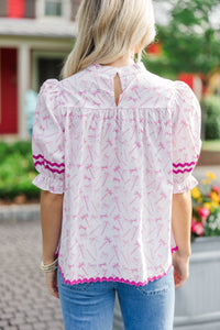 Can't Give You Up Pink Toile Blouse