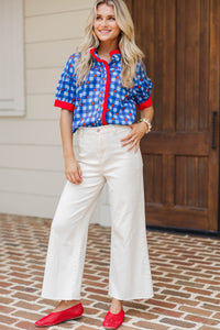 Heartfelt Moments Blue Apple Gingham Blouse