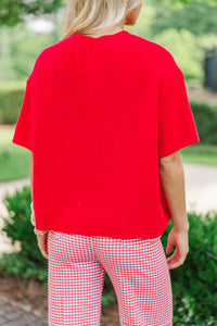 Top Of Class Red Short Sleeve Cardigan