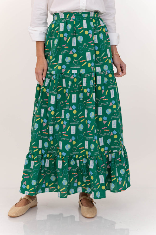 Getting Close Green Toile Midi Skirt