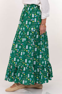 Getting Close Green Toile Midi Skirt