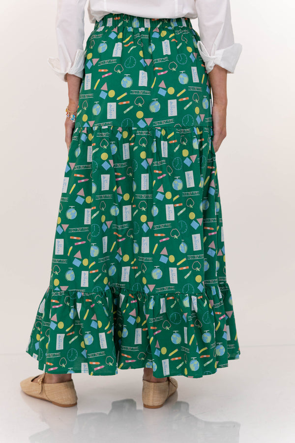 Getting Close Green Toile Midi Skirt