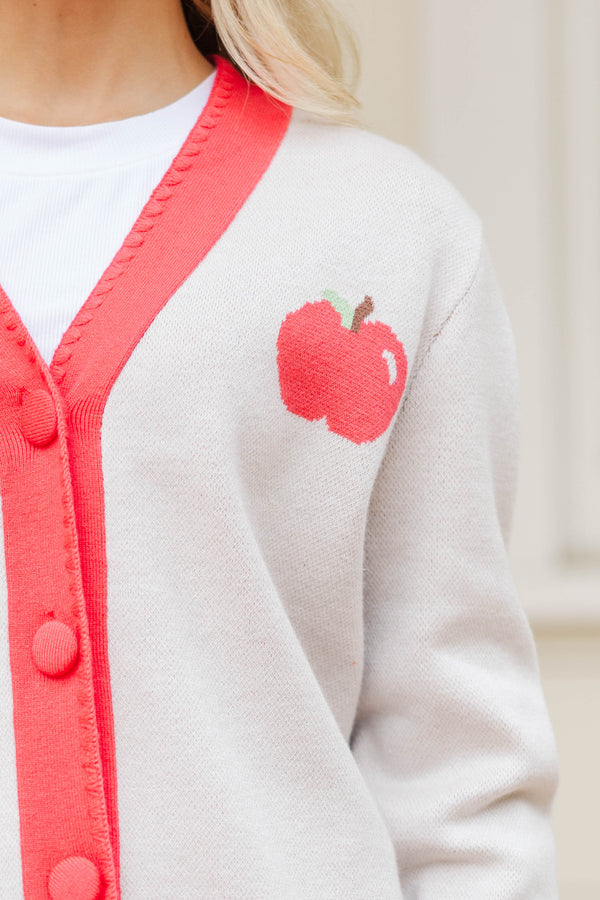 Cozy Scholar Cream Apple Cardigan
