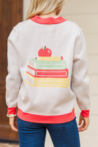 Cozy Scholar Cream Apple Cardigan