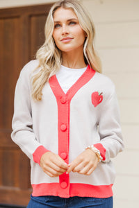 Cozy Scholar Cream Apple Cardigan