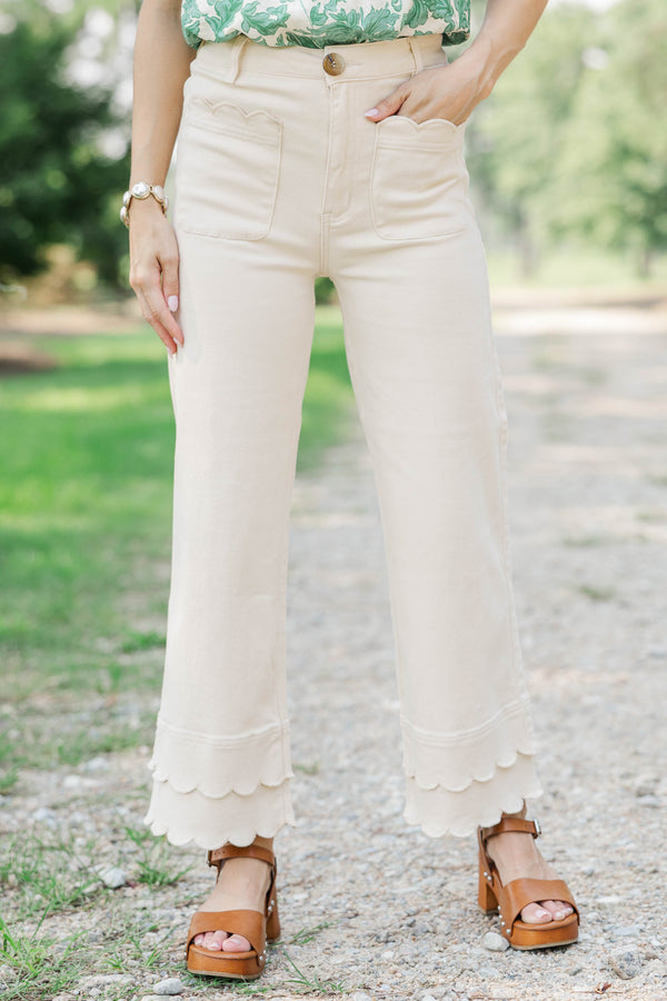 Better By Far Cream Wide Leg Jeans