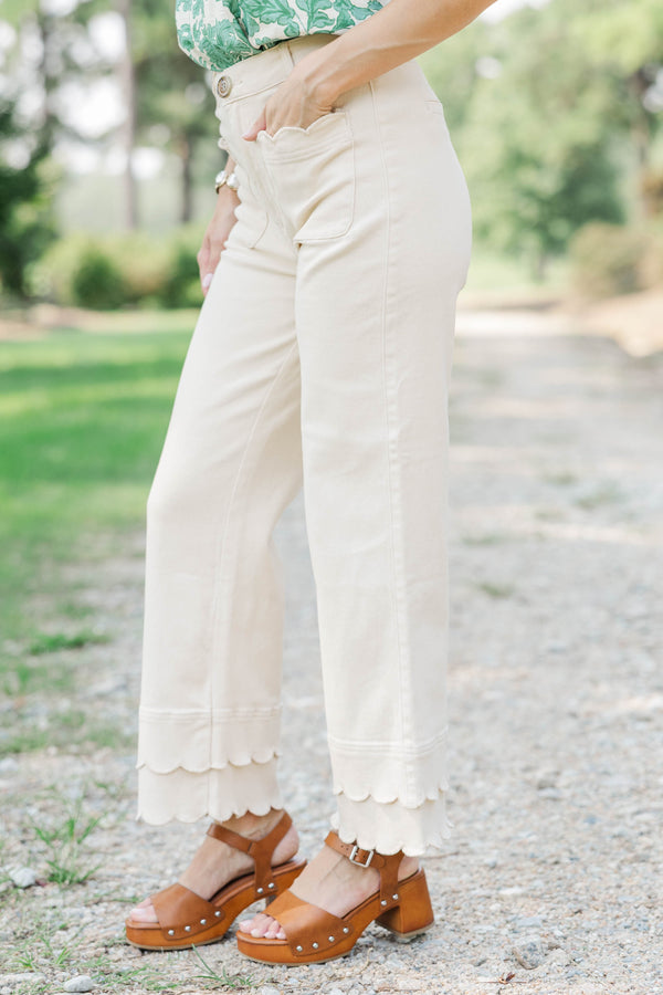 Better By Far Cream Wide Leg Jeans