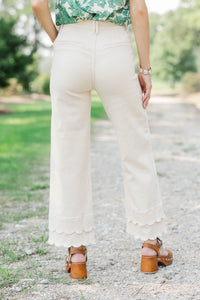 Better By Far Cream Wide Leg Jeans