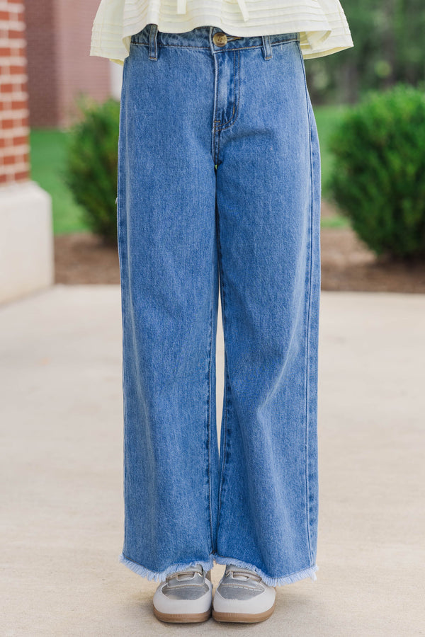 Girls: Your Pick Blue Denim Wide Leg Jeans