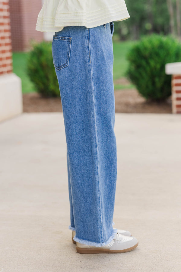 Girls: Your Pick Blue Denim Wide Leg Jeans
