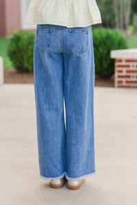 Girls: Your Pick Blue Denim Wide Leg Jeans