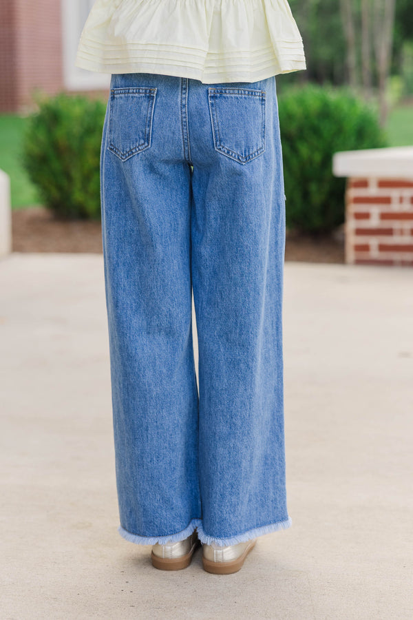 Girls: Your Pick Blue Denim Wide Leg Jeans