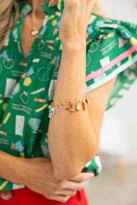 Lesson Plans And Lectures Gold Novelty Charm Bracelet