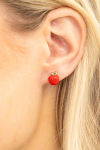 Apple Of My Eye Red Novelty Earrings