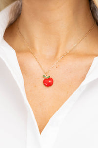 For The Teacher Red Apple Necklace