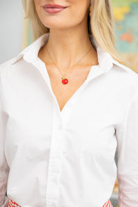 For The Teacher Red Apple Necklace