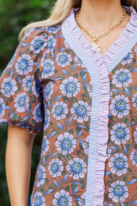 Take Notice Brown Floral Blouse