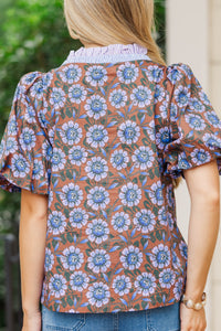 Take Notice Brown Floral Blouse