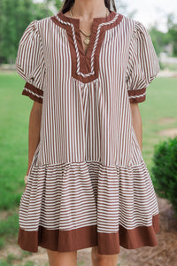 Golden Standard Brown Striped Dress