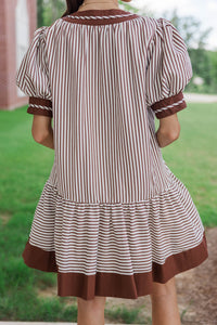 Golden Standard Brown Striped Dress