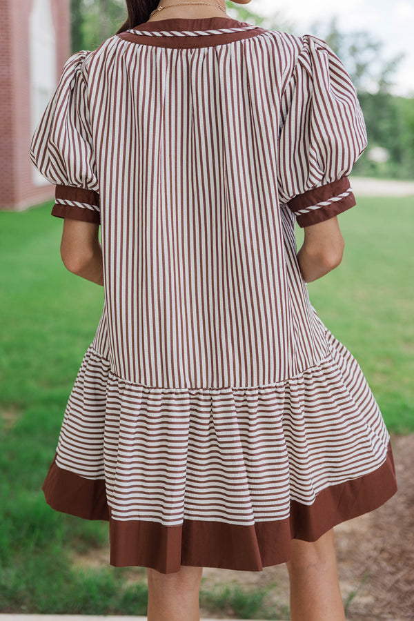 Golden Standard Brown Striped Dress