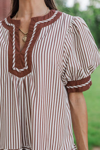 Golden Standard Brown Striped Dress
