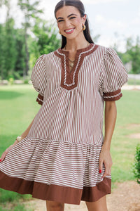 Golden Standard Brown Striped Dress