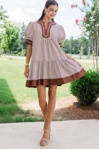 Golden Standard Brown Striped Dress