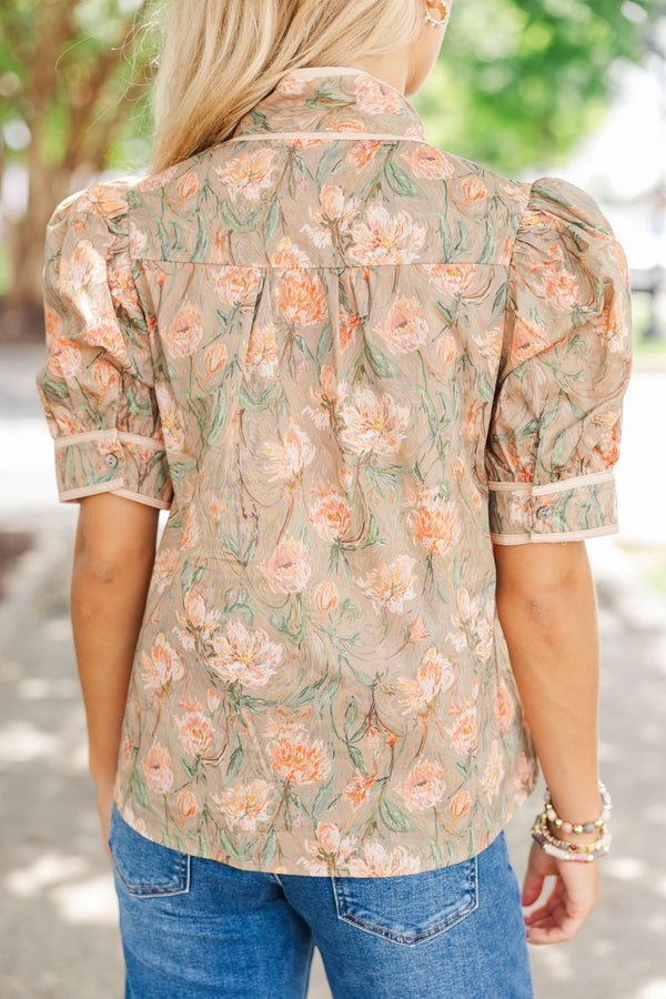 Leave Your Mark Brown Floral Blouse