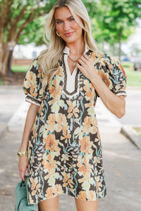 Set In Stone Brown Floral Dress