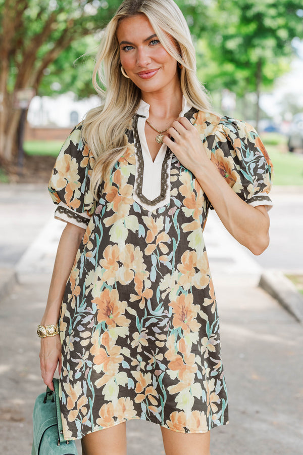 Set In Stone Brown Floral Dress