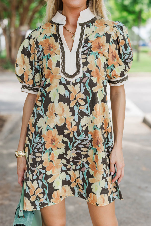 Set In Stone Brown Floral Dress