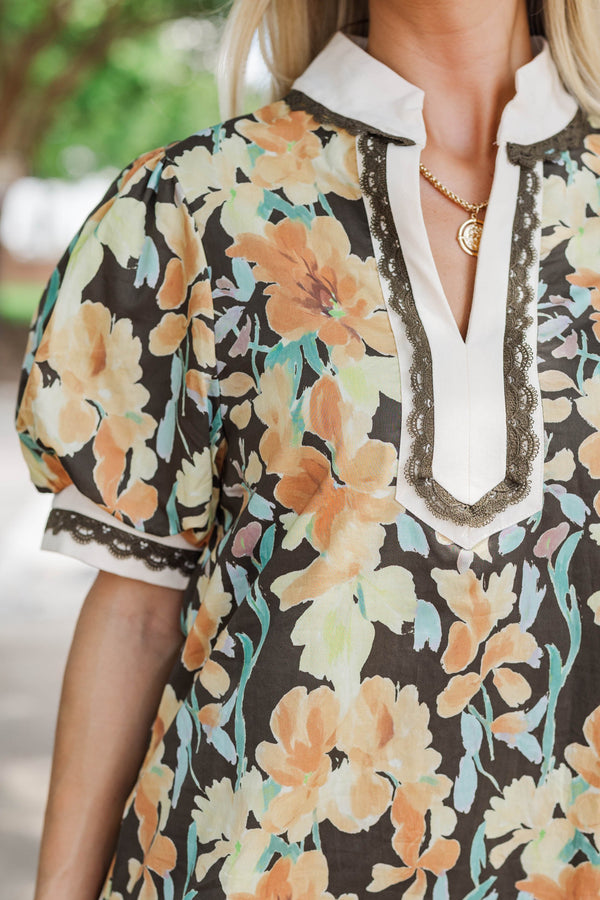 Set In Stone Brown Floral Dress