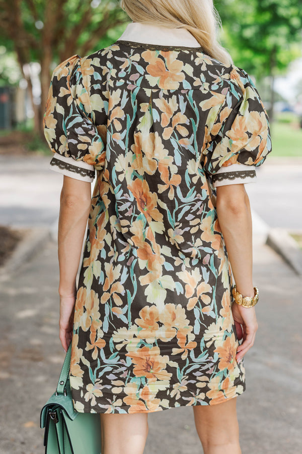 Set In Stone Brown Floral Dress