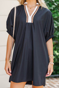 Set You Apart Black Collared Shift Dress