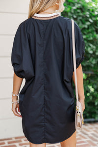 Set You Apart Black Collared Shift Dress